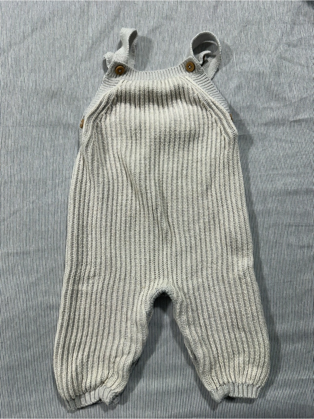 Wilson + Frenchy Cream Ribbed Knit Overalls for Kids with Button Straps